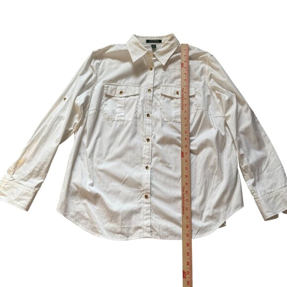 NWT Lauren Ralph Lauren Oversized Button-Up Shirt Top Womens 1X Timeless White - Picture 10 of 12